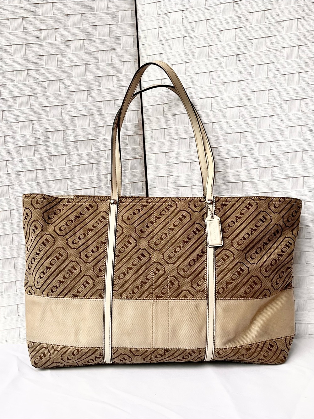 Coach Beige Brown Signature Tote Bag